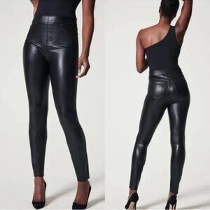 NWT Spanx Black Leather Like Stretchy Skinny Ankle Legging Pants Sz. 3X